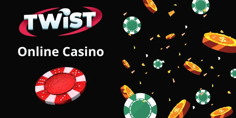 Twist online game logo with casino elements